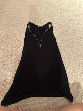Heart Hips Black Tank Dress with Zip Detail